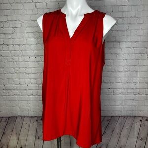 Crown & Ivy Rust Orange Sleeveless Icon Peasant Tank Top Blouse Size L